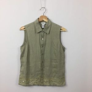 CK Jeans Embellished Button Down Tank Top